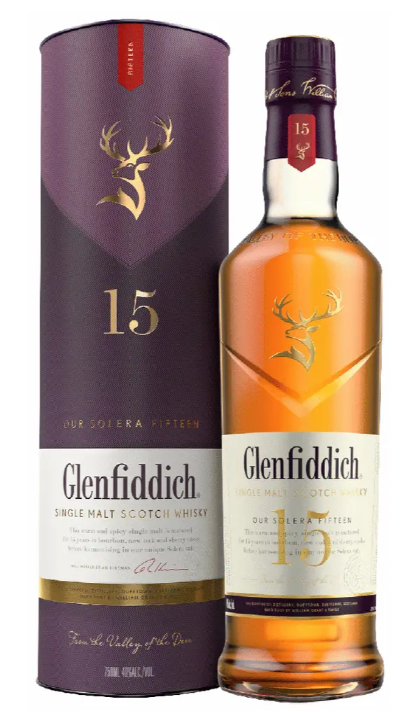 Glenfiddich 80 Proof Solera Reserve Single Malt 15 Year Scotch Whisky Bottle (700 ml)