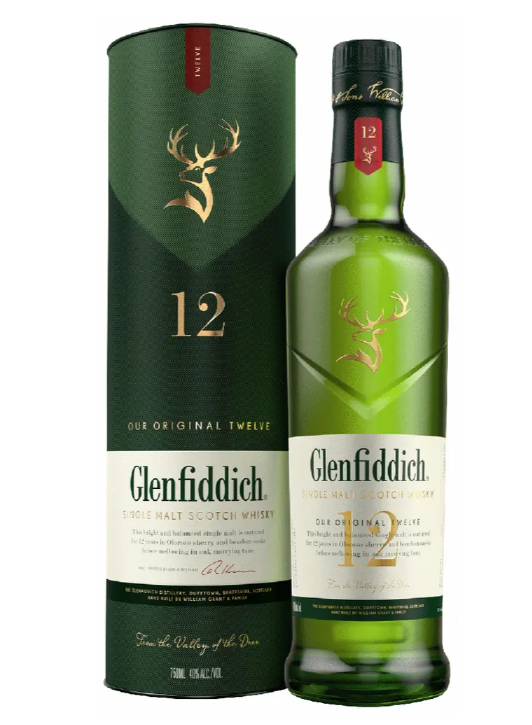 Glenfiddich 80 Proof Original Single Malt 12 Year Scotch Whisky Bottle (700 ml)